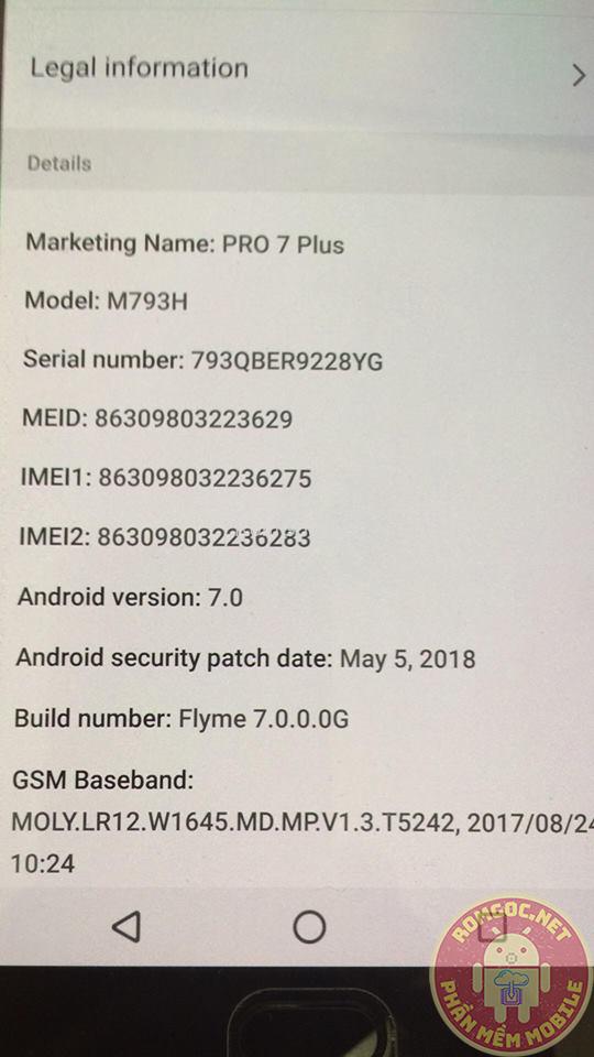File Tiếng Việt Meizu PRO 7 Plus (M1793) ver 7.0.0.0G