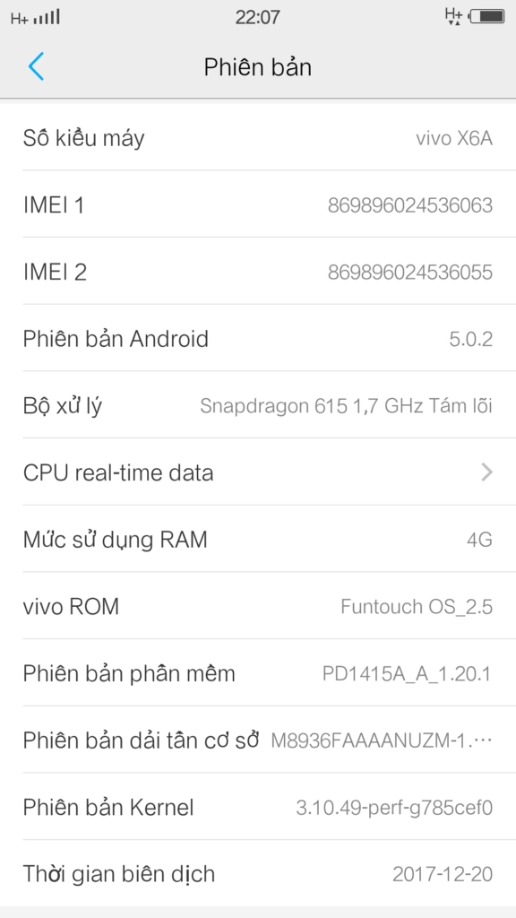 Rom tiếng Việt Vivo X6A PD1415A