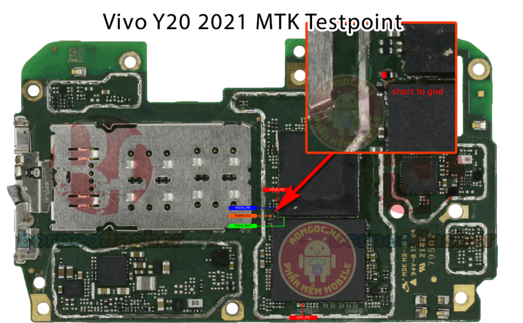 Vivo Y20 MTK (V2043) testpoint xoá mật khẩu, frp, up rom
